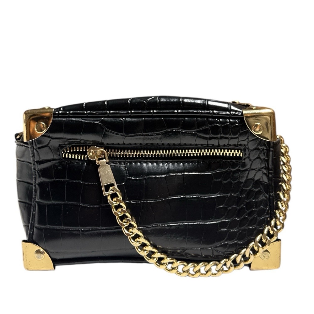 Bam Forever Mini Box Clutch Bag with Gold Chain – Elegant Chic‎ Preowned